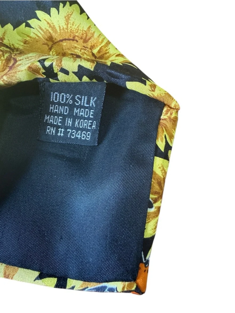 Men's Navy Tie with Yellow Sunflower Print